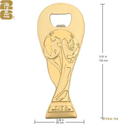Official FIFA World Cup 2026 Edition - 17oz Pilsner Beer Glass & 6-Inch Trophy Bottle Opener Gift Set - 1 of Each - Perfect for Parties, Mancaves, Gamedays, Tailgates, BBQ’s - Collectors Drinkware Set