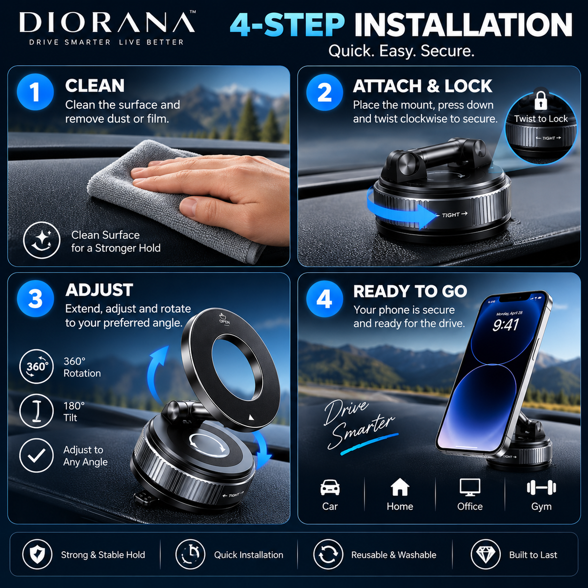 360° Magnetic Phone Mount